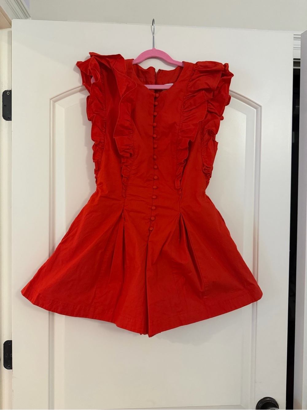 Maeve Red Ruffle-Sleeve romper - Picture 2 of 5